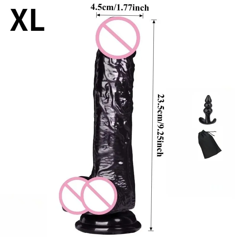 กันน้ำสมจริงสีดำDildo Masturbators Analเกย์Soft Clitorisนวดช่องคลอดอวัยวะเพศชายดูดถ้วยDickเพศของเล่นสำหรับผู้หญิง