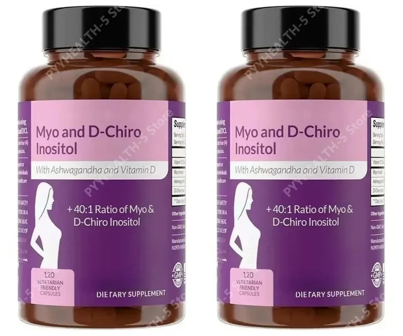 40:1 Myo-Inositol- und D-Chiro-Inositol-Kapseln Vitamin D3 Ashwagandha 120 Stück tägliche Wellness-Ergänzung
