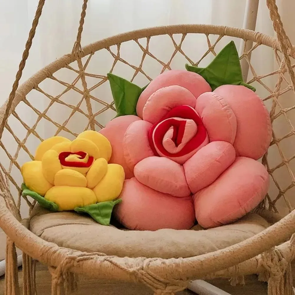 New Large Rose Shaped Pillow Simulated Plush Sofa Flower Cushion Colorful Car Interior Cushion Home Decor — image 3