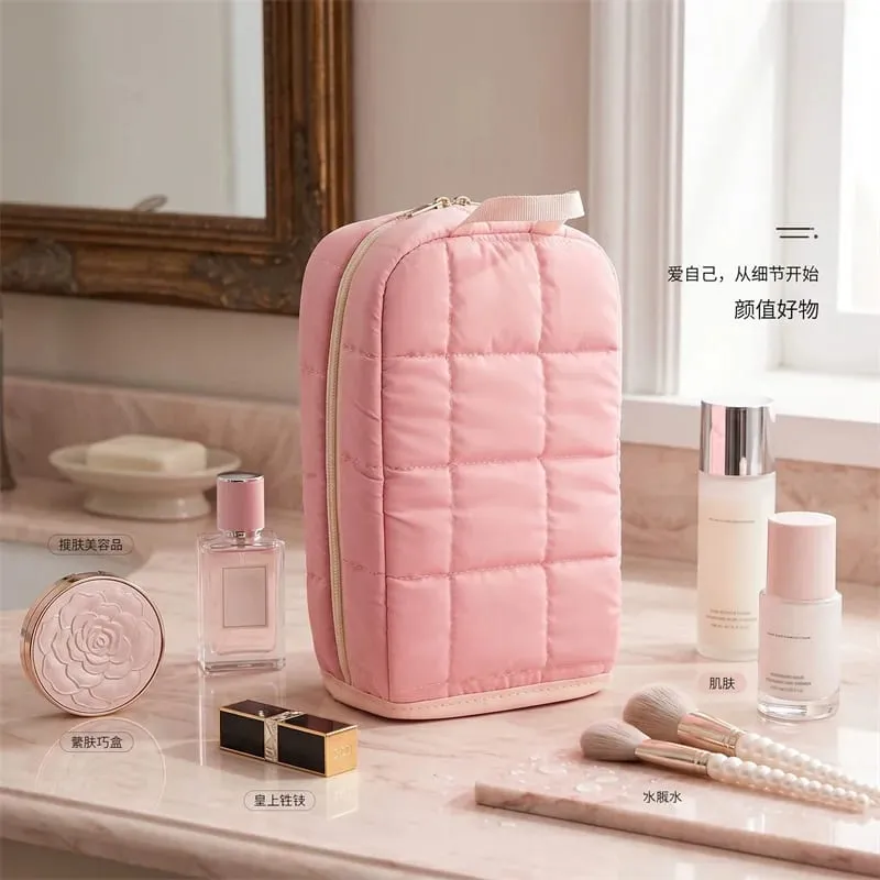 Standing Makeup Brushes Storage Bag Large Capacity Waterproof PU Leather Cosmetic Tools Organizer For Makeup Brushes Lipsticks