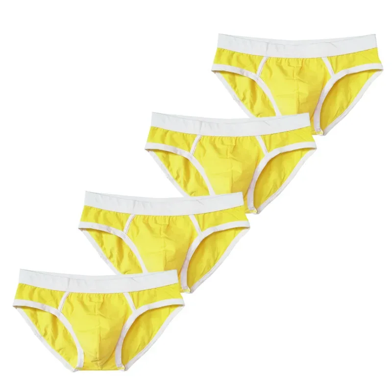 4PCS Men Cottn Briefs Underwear Simple Breathable Low Waist Lingerie Underpants Male Homewear Trunks Calzoncillos