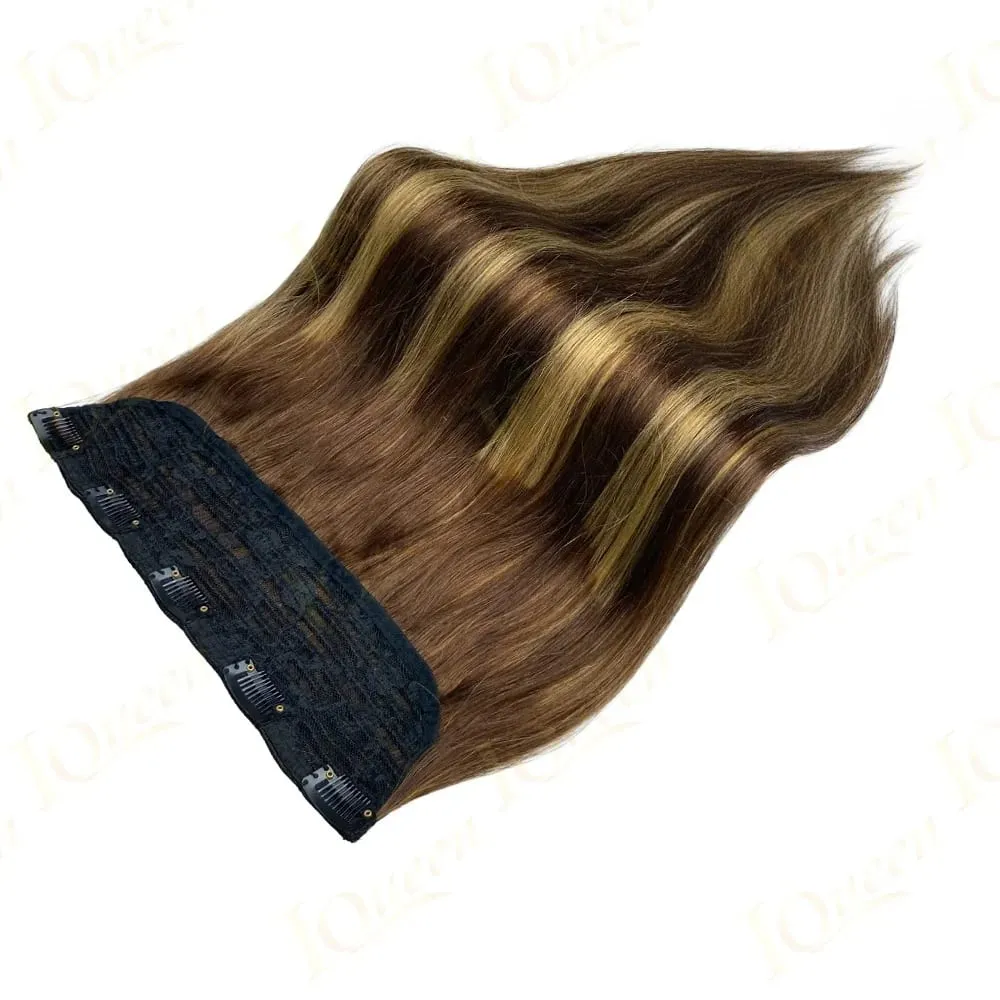 #8 Straight Clip Ins Human Hair Extensions 100% Human Hair 3/4 Full Head One Piece 5 Clips In Hair Extensions 100G/Set For Woman