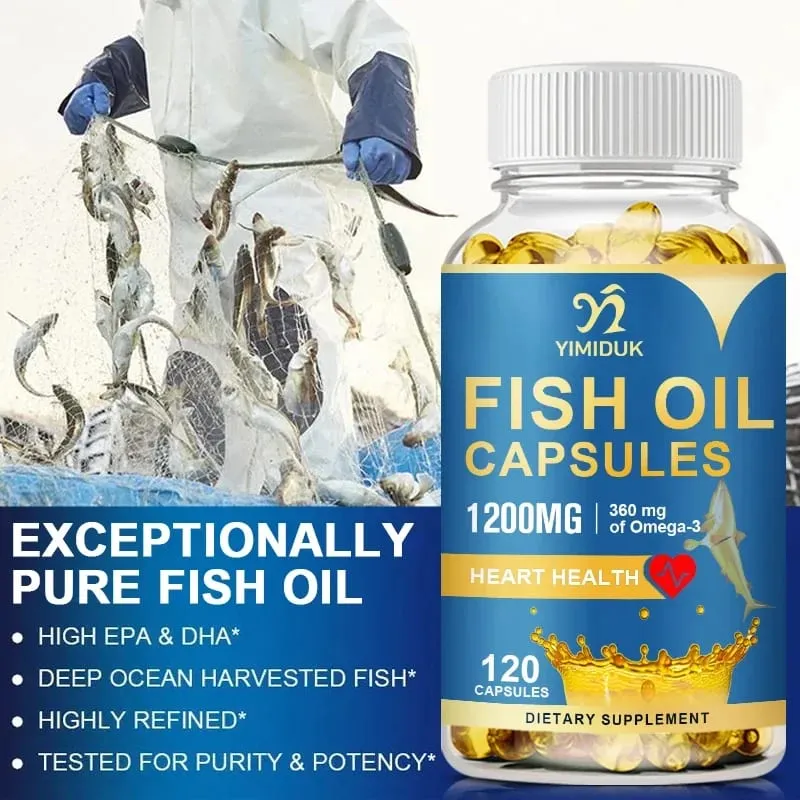 Fish Oil Supplement with Omega-3 for Brain Focus Nervous Skin Health & Prenatal Joint Mobility Antioxidants Vitality
