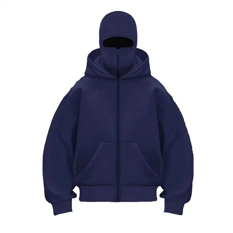 Men's Double-Capped Hooded Jacket For Car And Motorcycle Riding, Warm And Plush, Fashionable And Loose, With Zipper Hood
