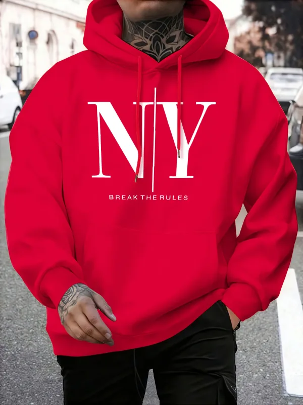 Break The Rules Yes No Prints Autumn Fleece Sweatshirts Men'S Soft Jogging Hoodie Street Comfy Pullovers Sport Loose Sportswears