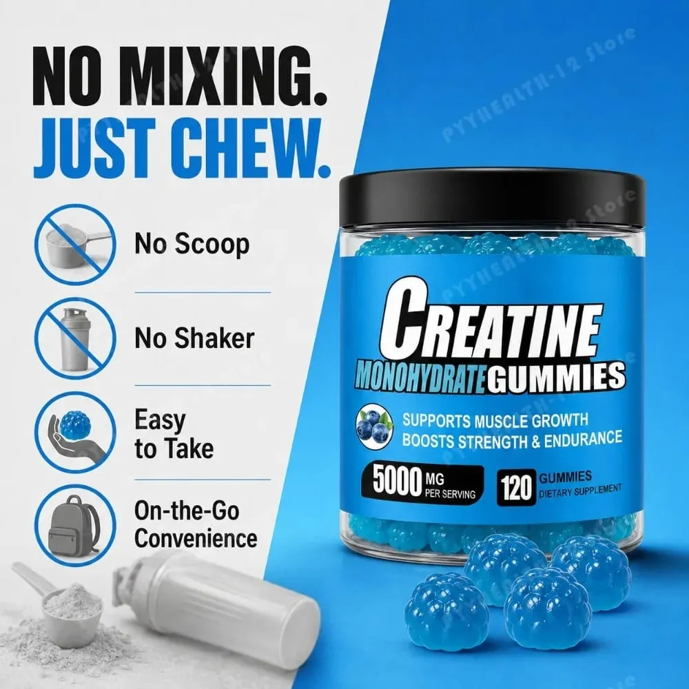 Creatine Monohydrate Gummies 5000mg Per Serving 120 Gummies for Muscle Strength Endurance & Energy Dietary Supplement