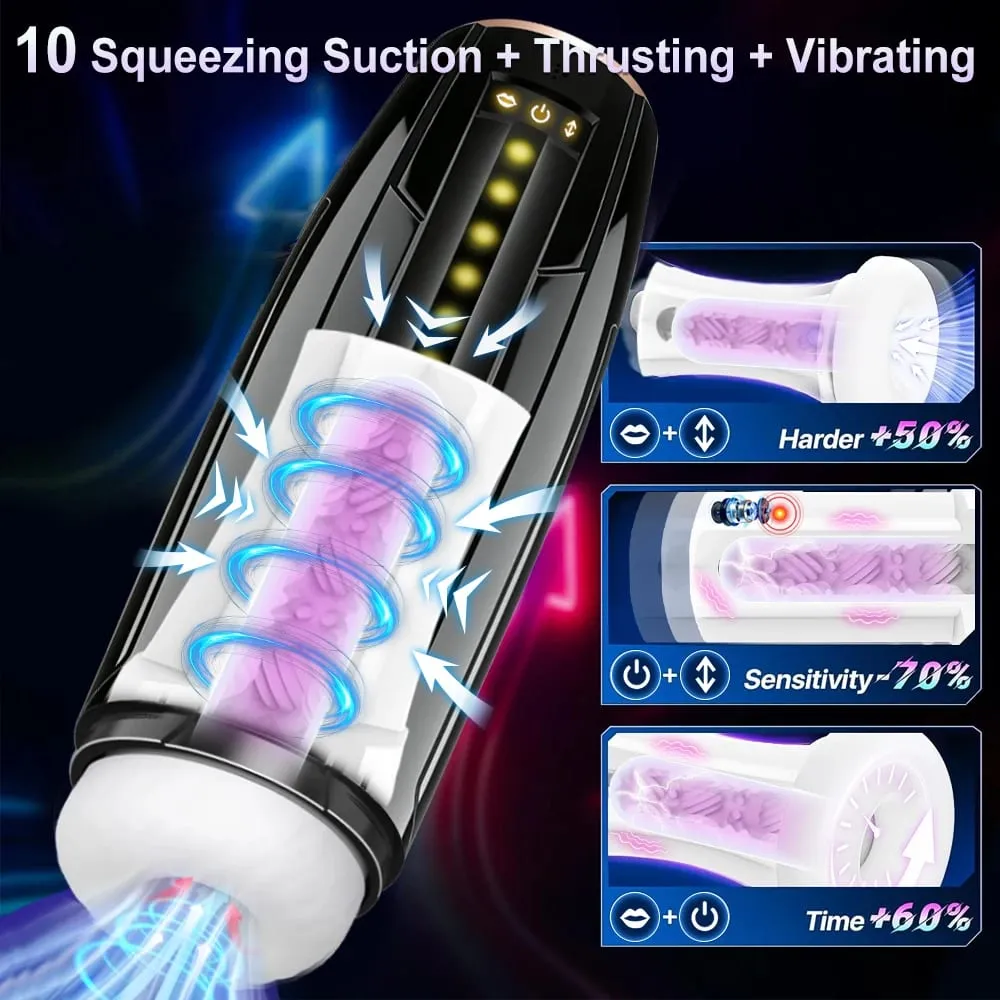 3 IN 1 Masturbator Cup Telescopic Sucking Vibration Pocket Pussy Blowjob Masturbation Enlargement Penis Pump Sex Toy For Men