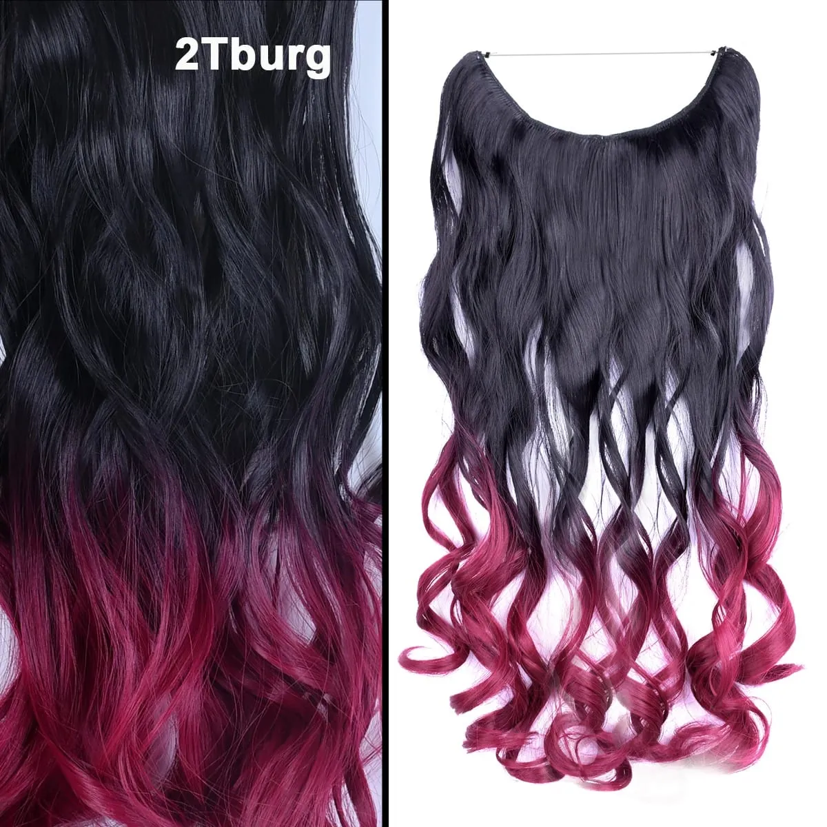 Jeedou Wavy Hair Extension Elasticity Invisible Wire Fish Line One Piece No Clips Synthetic Hairpieces Ombre Color For Ladies