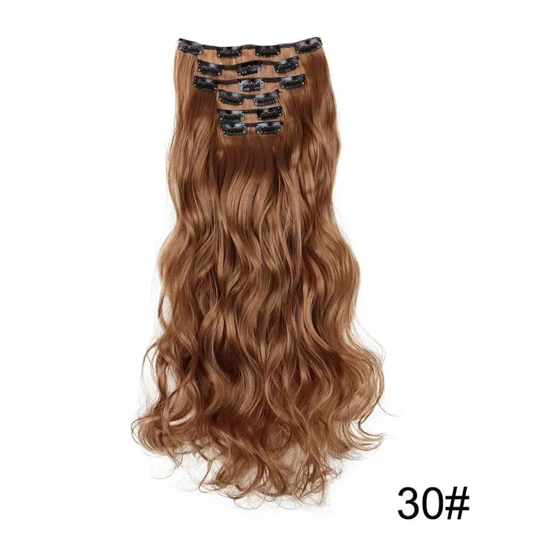 22Inch Synthetic 6pcs/set Long Curly Hair Extension Thick Soft Hairpiece for Short Hairline Coverage for Women Daily Use