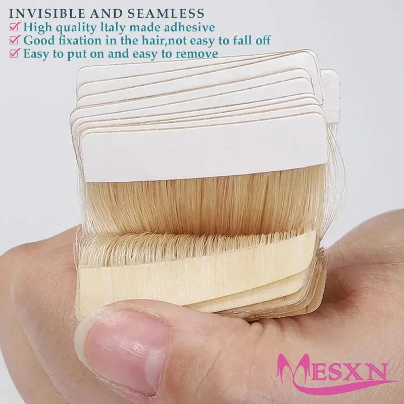 Tape In Hair Extensions 100% Real Human Hair Natural Hair Extension Straight Black Brown Blonde Invisible Can Dye