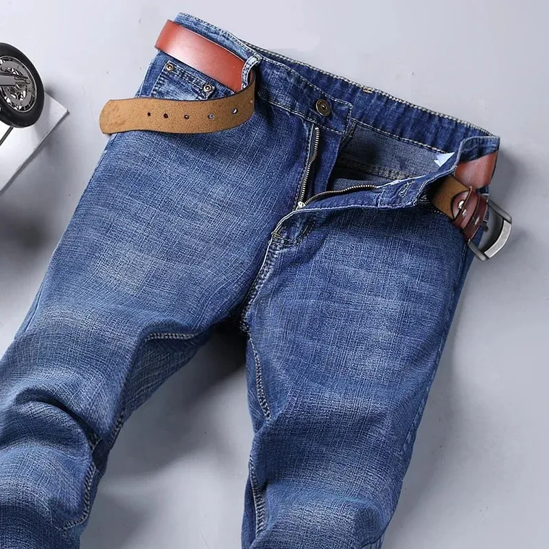 2-piece Set 2025 New WhinLEE Black and Blue Business Elite Jeans Micro Elastic Straightleg Multicraft High-quality Denim Pants — image 3
