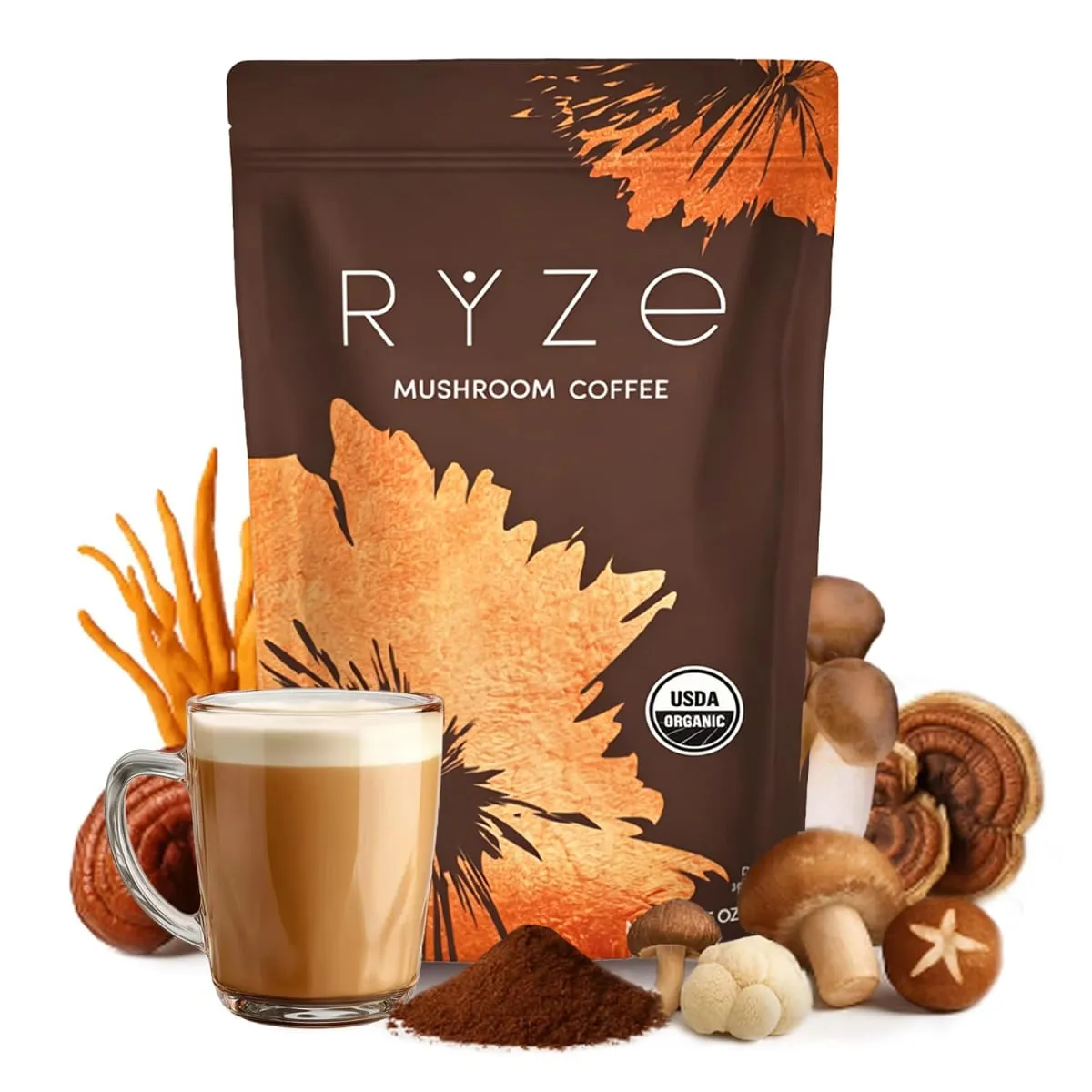 Medium Roast Instant Coffee Powder Mushroom Coffee for Energy Focus Digestion Immunity
