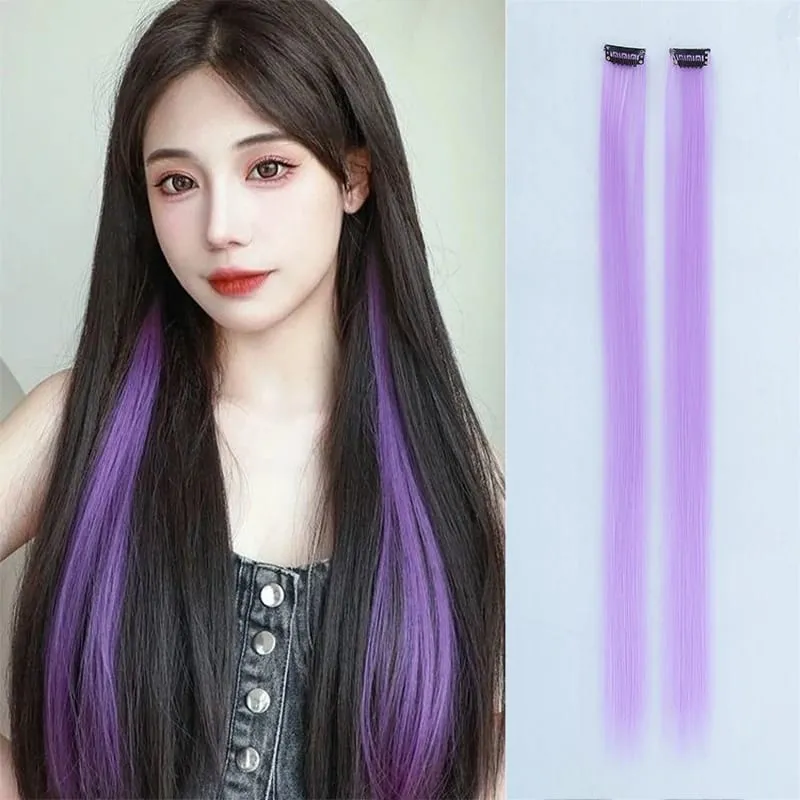 Pick dye wig piece female color hanging ear dye one-piece simulated long straight hair extension piece