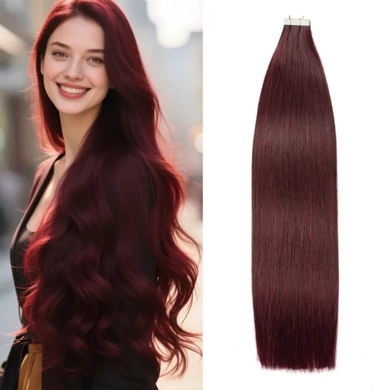 20pcs/pack Tape in Human Hair Extensions Silky Straight Real Human Hair Extensions Seamless Tape in Real Human Hair Extensions