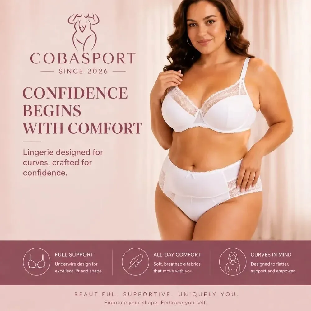 Lightweight Lace Underwire Bra Set for Plus Size Women Thin Cup Lingerie with Panties Comfortable Lift Daily Wear