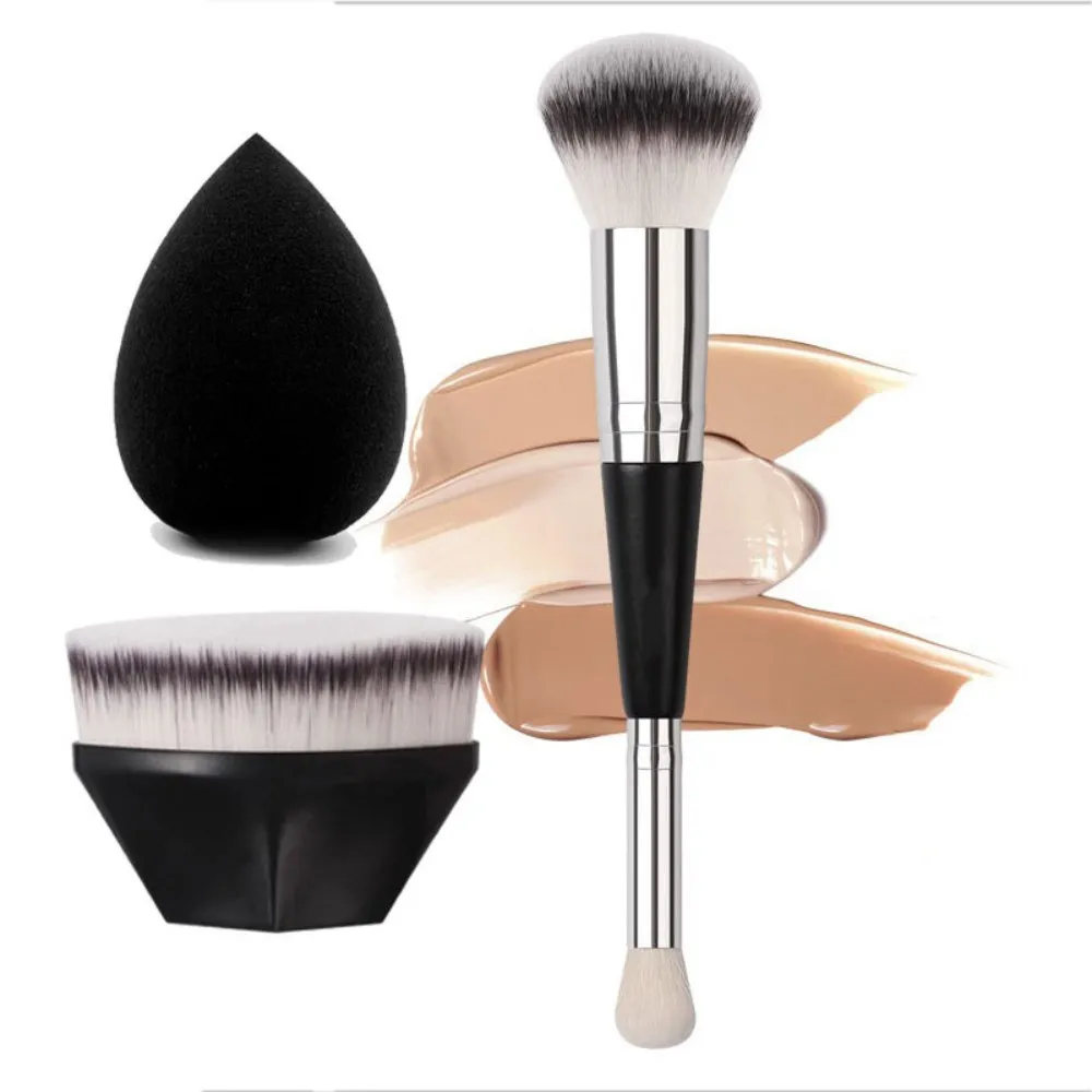 Rounded Taperd Dual-ended Foundation Brush Short Hair Flawless Makeup Brushes Oblique Concealer Brush for Liquid Cream Powder