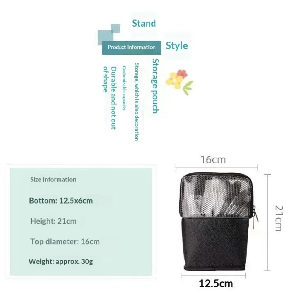 Standing Mesh Makeup Brushes Bag Waterproof Makeup Brush Storage Organizer Holer Women Girl's Comestics Toiletry Bag