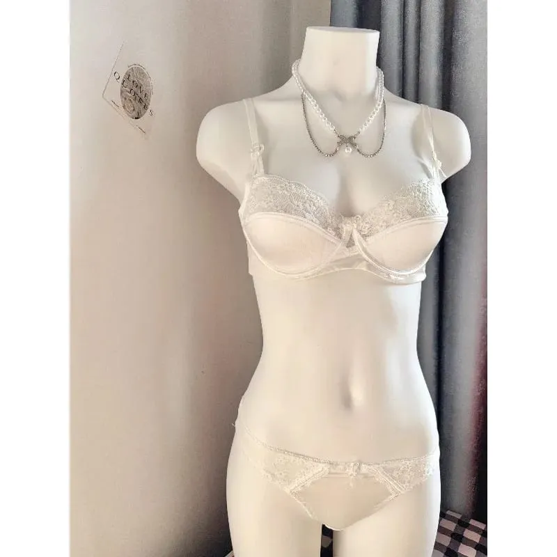 Popular Red Lace Minimizer Bra Set Ladies Half Cup Ultra Thin Big Bust Soft Support Bridal Party Honeymoon Night Out 32-38 Suit