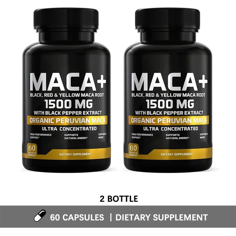 Organic Maca Root Powder Capsules 1500mg with Black+Red+Yellow Peruvian Maca Root Supplement for Men and Women - Vegan Pills — image 8
