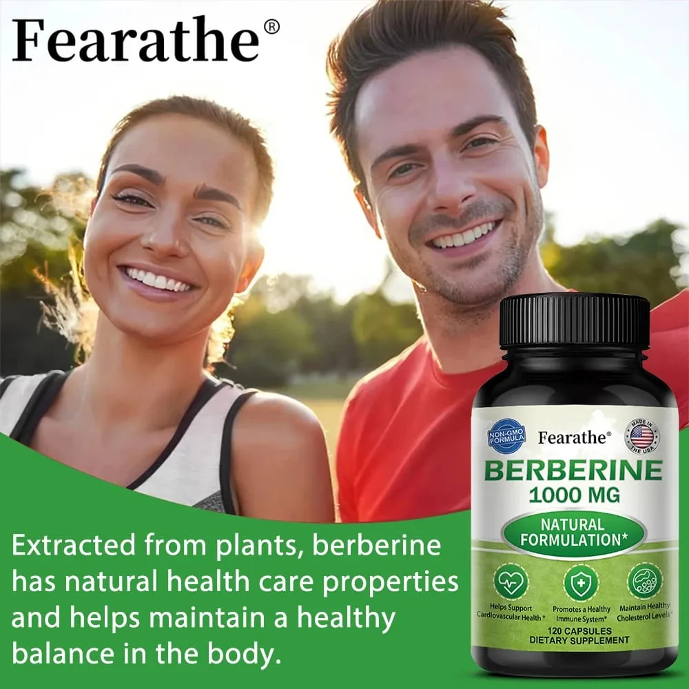 Berberine 1000 Mg Supplement Highly Absorbed Supports Cardiovascular Health Regulates Gut Flora Balance Improves Digestion