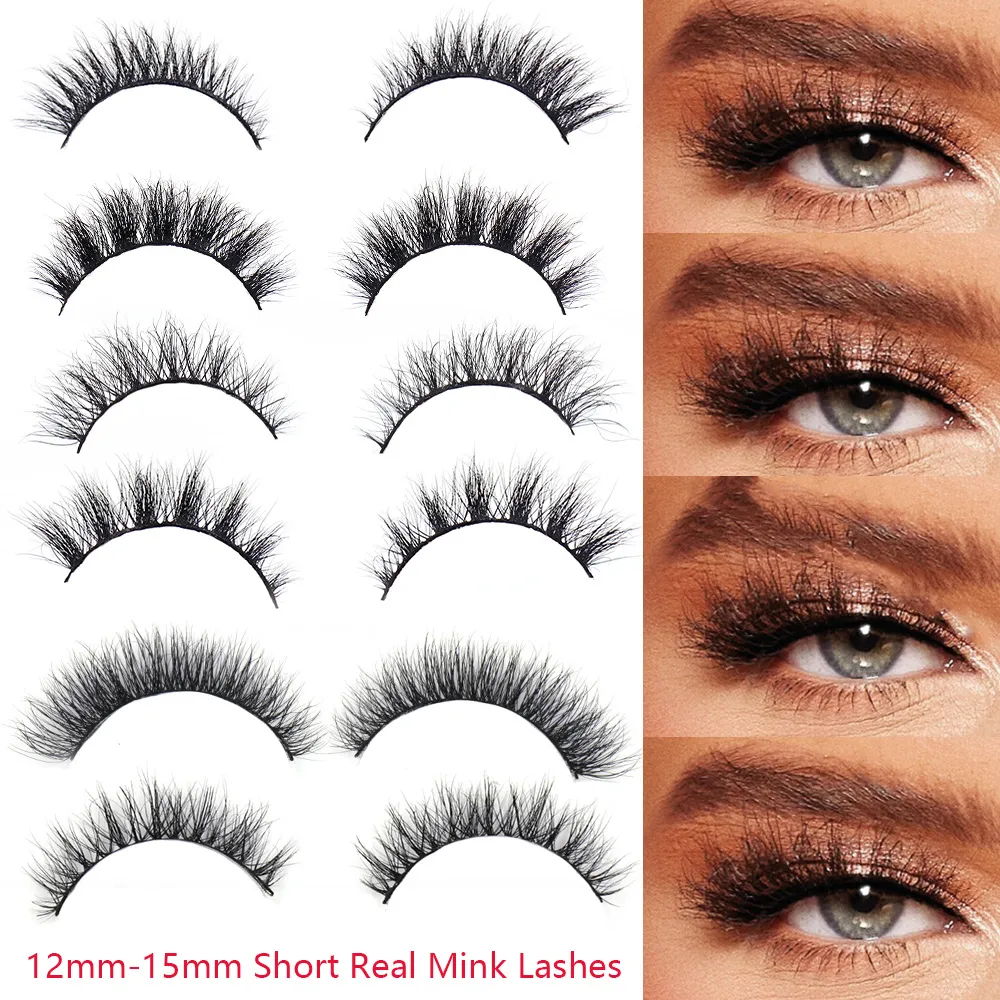 Short Natural 3D Mink Lashes Fluffy Wispy Fake Eyelashes Crisscross False Lashes Eyelash Extension Makeup — image 2