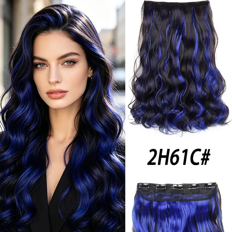 18Inch Synthetic Long Curly Hair Extension One Piece Highlight Rainbow Clip In Hair Extensions Fashion Hairpiece for Women — image 10