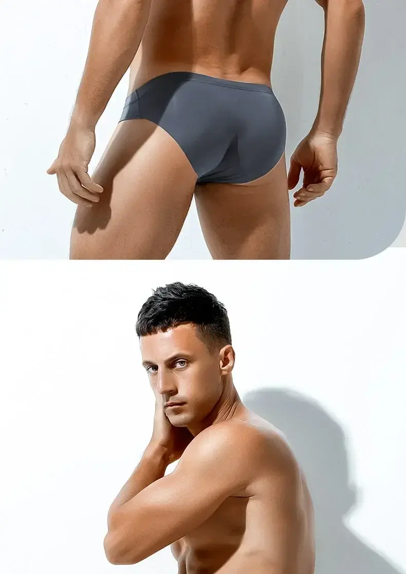 2PCS Men's summer underwear: Ice Silk, low-waisted triangular underpants, personalized, ultra-thin, breathable shorts — image 17