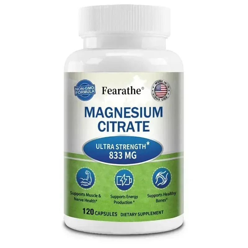 Magnesium Citrate Capsules Highly Absorbable Nutritional Supports Relaxation Sleep Bone Heart Nerve Muscle & Metabolism