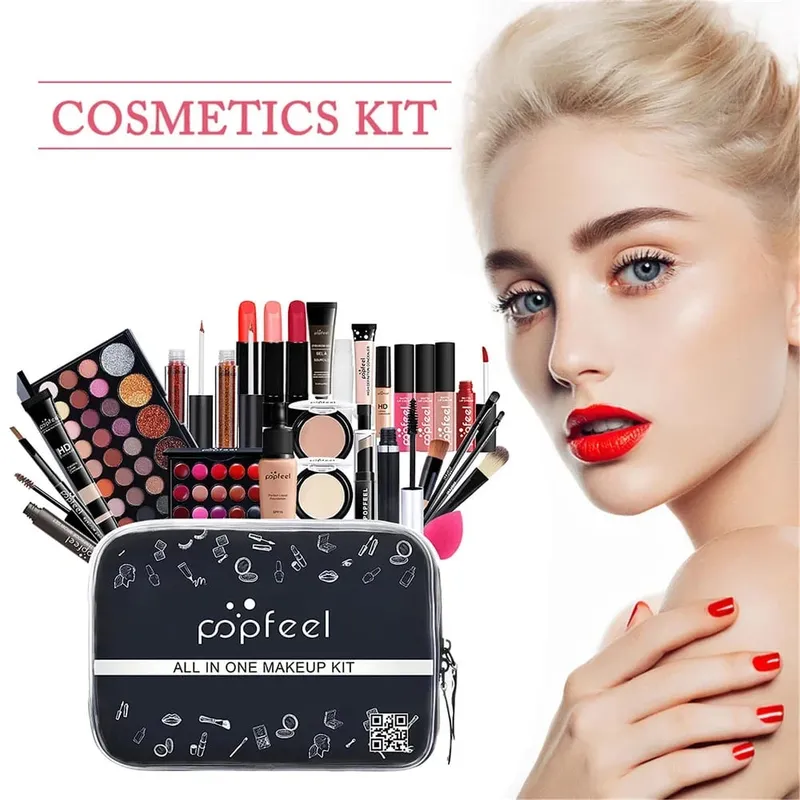 Christmas Makeup Gaveæske Foundation Eyeshadow Powder Long Lasting Lip Ink 27 stykker Fødselsdagsgaver Makeup til kvinder komplet sæt