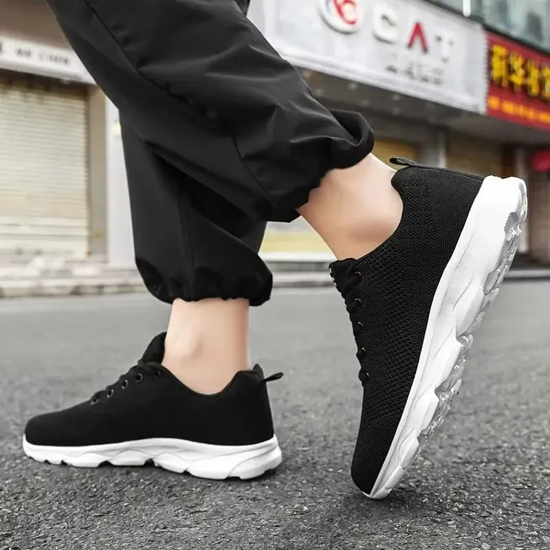Mens Shoes Breathable Casual Sneakers Fashion White Black Running Shoes Lightweight Soft Sports Shoe Unisex Lace-up Tennis Shoes