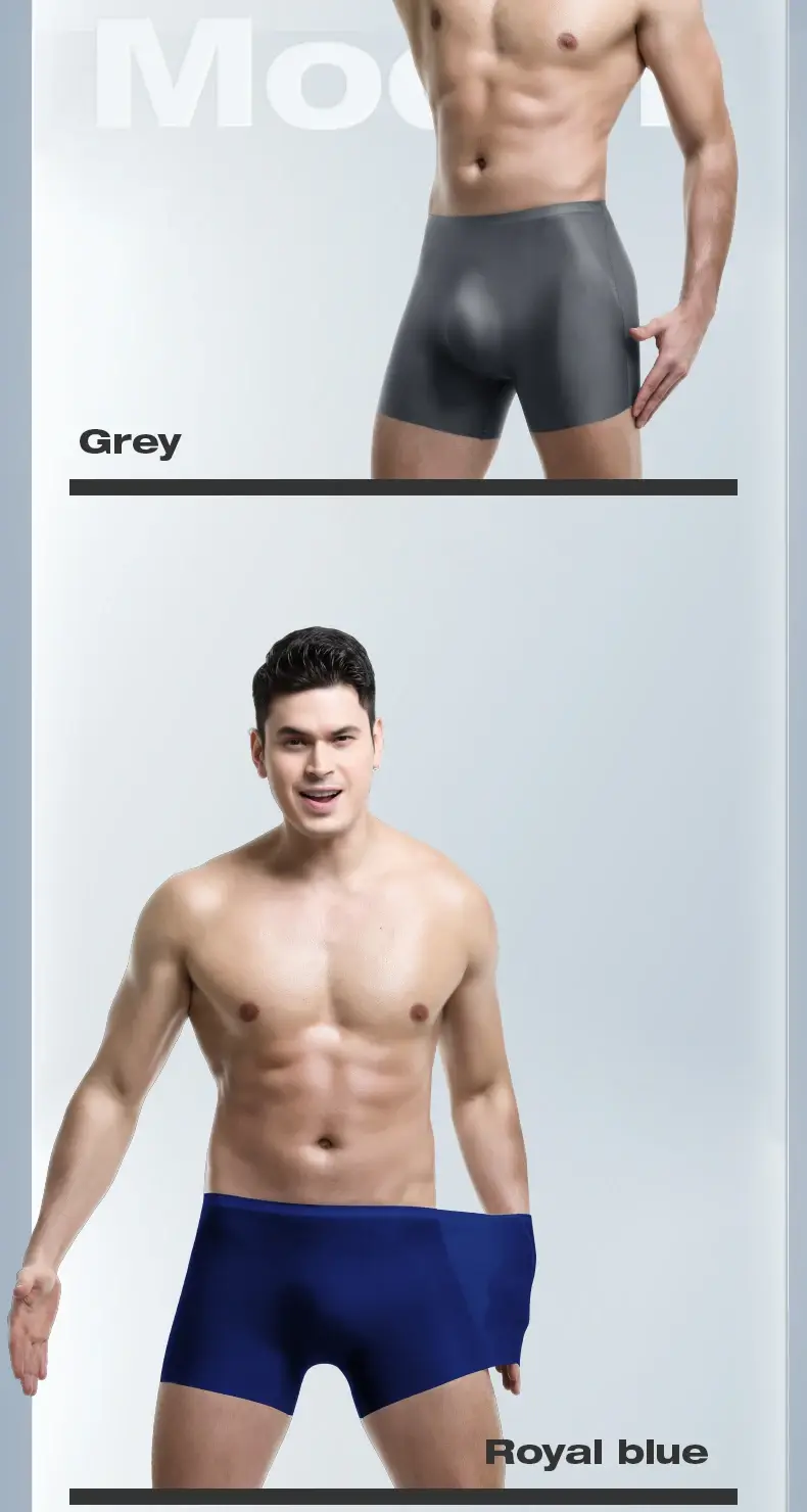 Men's Underwear 3D Molded Ice Silk Seamless Thin Boxer Briefs Extended Length Sports Summer Shorts — image 13