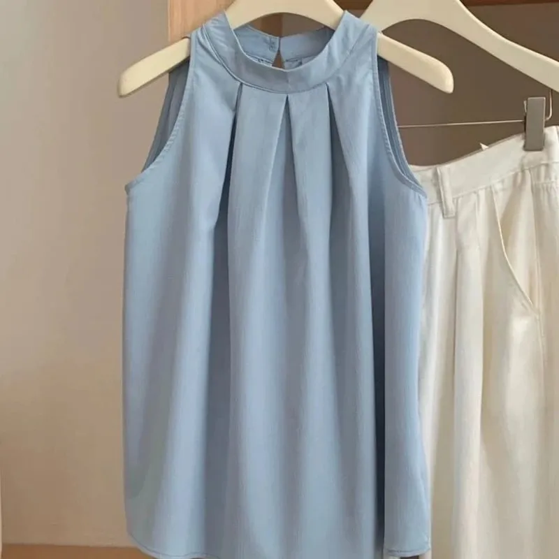 Sleeveless Off Shoulder Loose Korean Tops Tees Women Clothing New Simplicity Youth Street Casual T Shirts Sweet Trend Summer