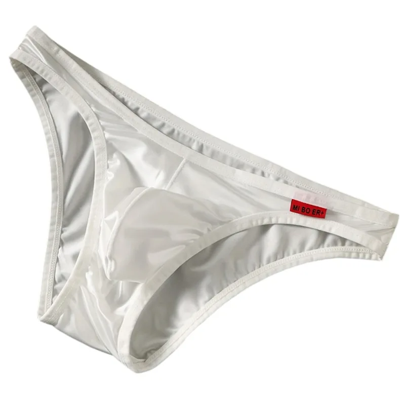 Men Satin-like Bikini Ice Silk Stretch Brief Pouch Lingerie Breathable Panties Seamless Underwear Underpants Japanese Thongs