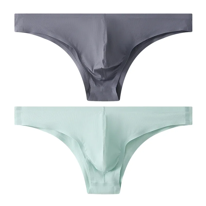 Sous-vêtements pour hommes, demi-hanche, petit Triangle, taille basse, Sexy, jeunes hommes, slip en soie glacée, sans couture, culotte d'été légère et respirante