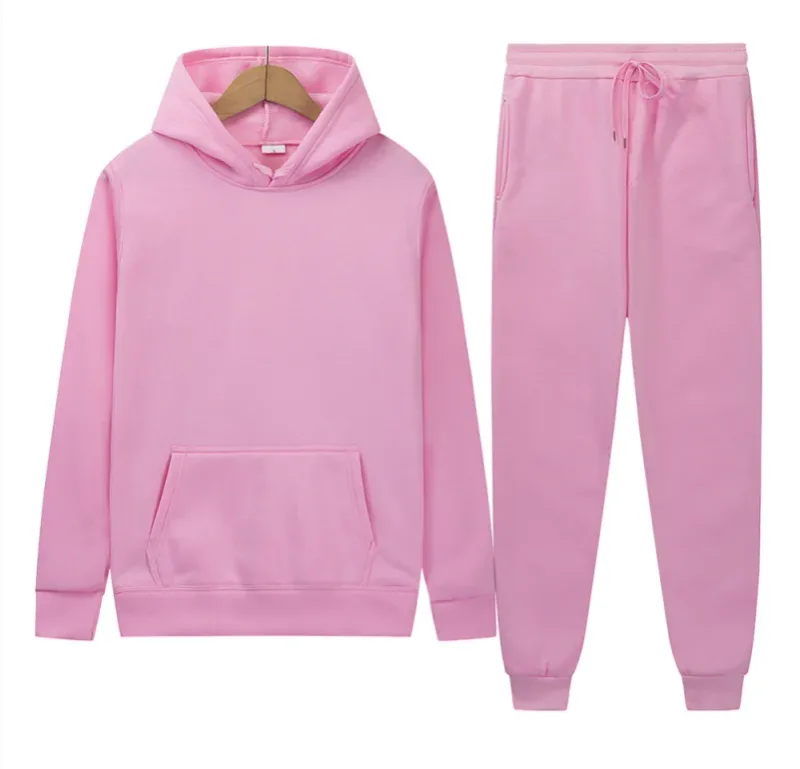 Men's Autumn/Winter New Solid Color Hoodie + Pants Two-Piece Set, Stylish Casual Sports Suit with Custom Printed Logo — image 18