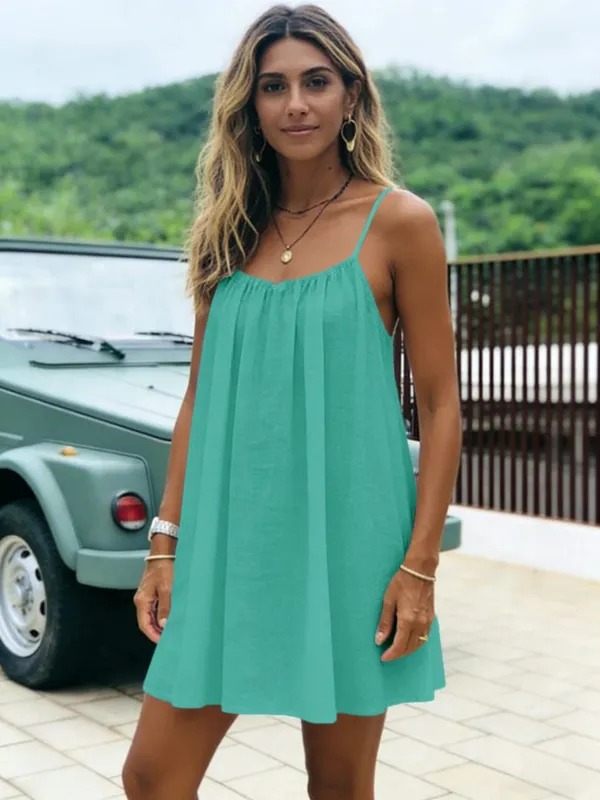New Women's Off-Shoulder Loose Dress Pure Color Strap Casual Fashionable Summer Gown Cross-Border Loose Fit Maxi Dress — image 17