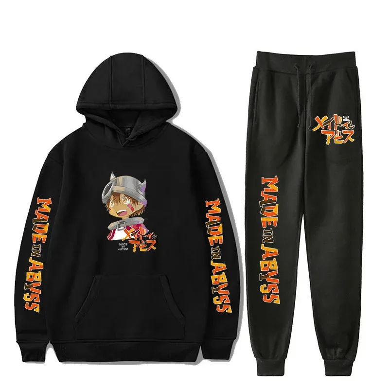 Harajuku Comfortable Made in abyss Print Sweatshirt Sweatpants Suit Men/Women Hoodies+ Trousers Suit Cute 2 Piece Set Clothes — image 55