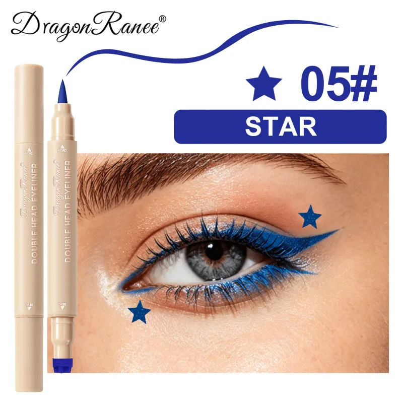Double Head Eyeliner Stamp Waterproof Colorful Eyeliner With Heart/Star/Butterfly/Triangle Liquid Liner Seal Decorative Makeup