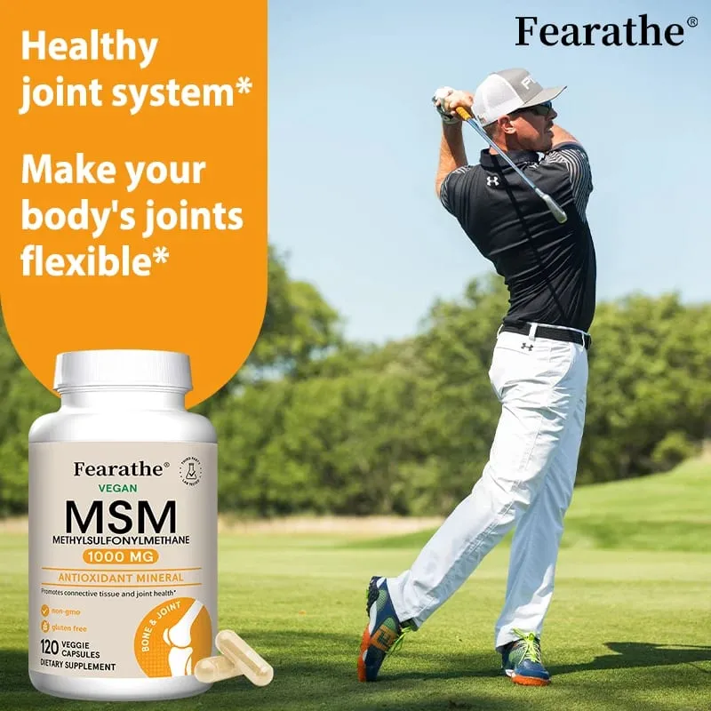 MSM 1000 Mg - 120 Veggie Capsules - Methylsulfonylmethane - Dietary Supplement Antioxidant Supports & Strengthens Joints