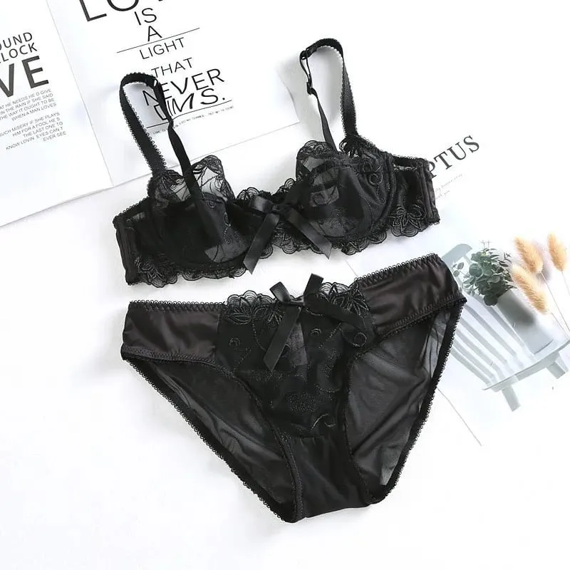 high quality sexy women bras and brief two piece set push up A B C D cup wire summer lingerie underwear pink purple white — image 8