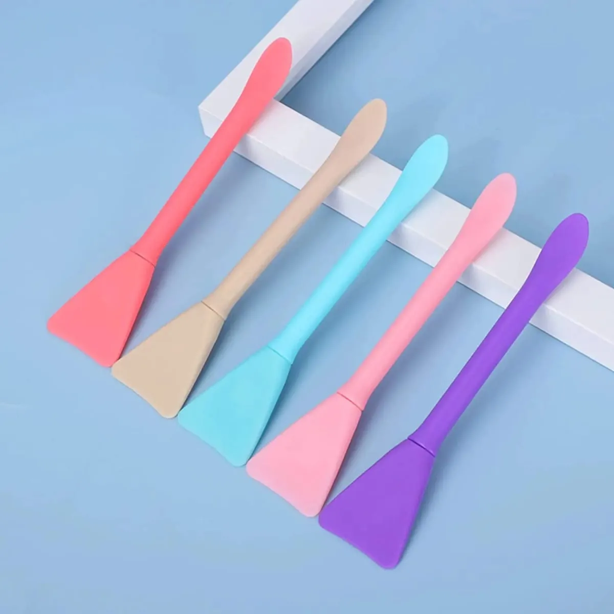 5pcs Berus Topeng Muka Silikon Aplikator Spatula Solekan Penjagaan Kulit Spatula Losyen Krim Muka Aplikator Alat Solekan Spa