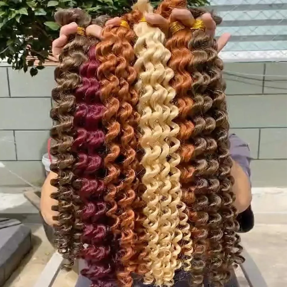 100% Human Hair Deep Wave Bulk Hair No Weft Bundles For Braiding Brazilian Virgin Hair Natural Wave Curly Hair Extensions Remy H