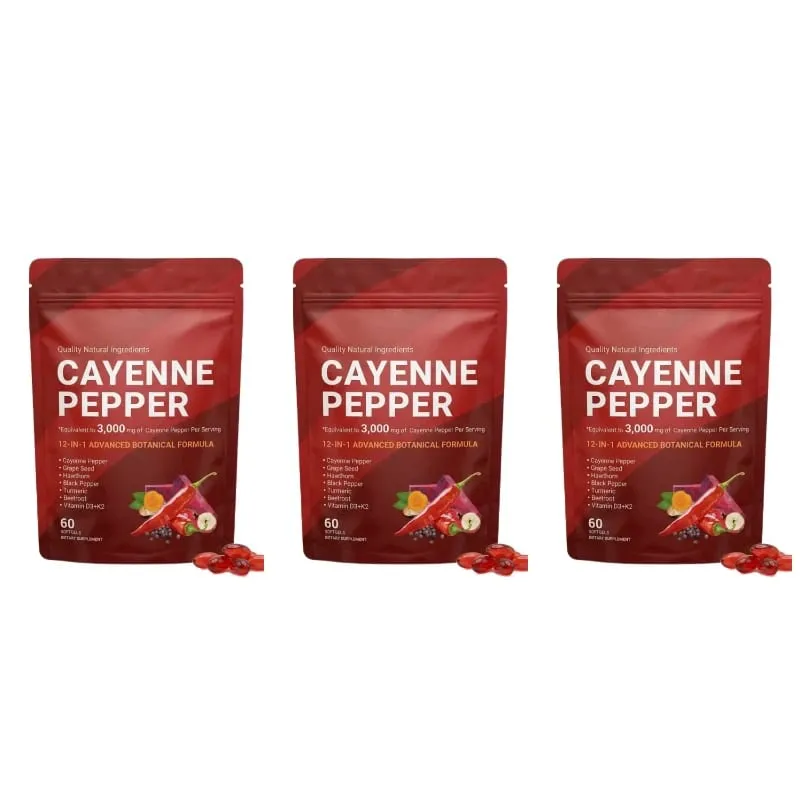 Supplément de gélules au poivre de Cayenne avec pépins de raisin betterave curcuma vitamines D3 K2 à base de plantes soutient la santé des vaisseaux sanguins des veines des jambes