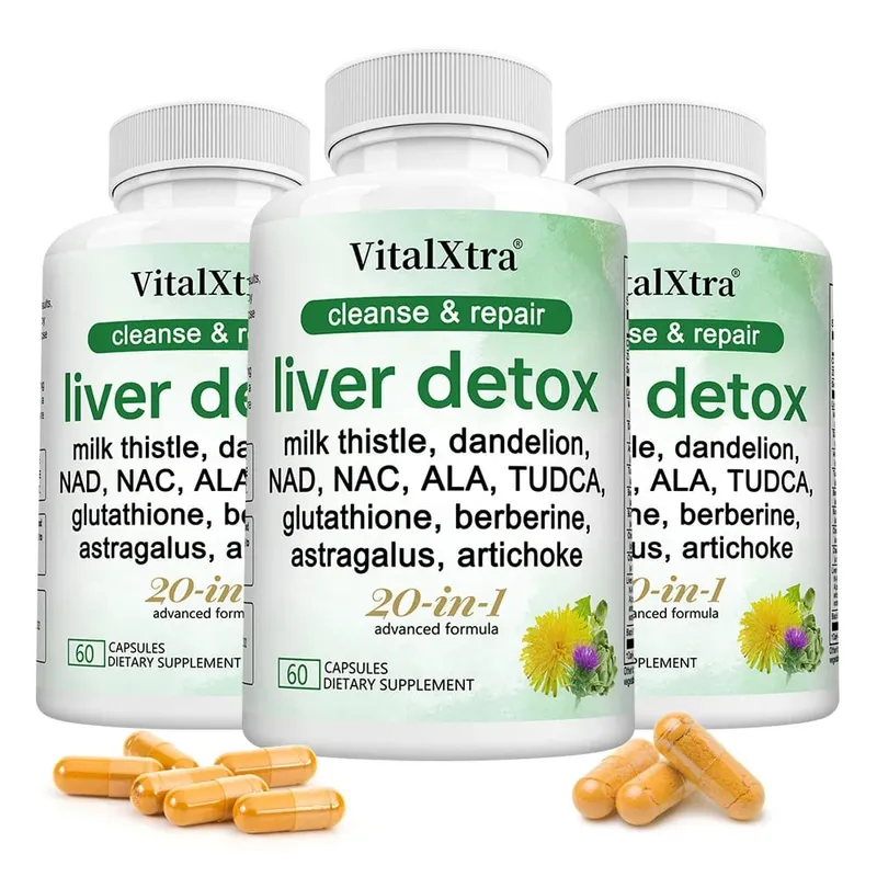 Liver Support Capsules Milk Thistle Extract Glutathione Dandelion Artichoke Liver Cleanse & Detox Antioxidant Digestion Support