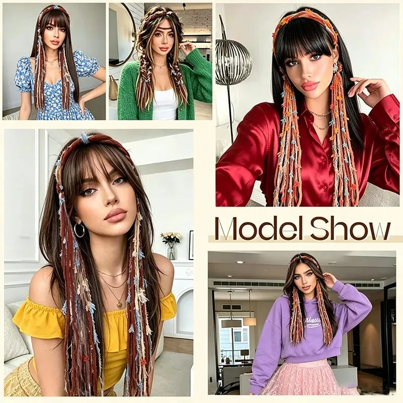 Plush Maillard Colored Long Tassel Headband Bohemian Hair Accessory Suitable for Women's Parties