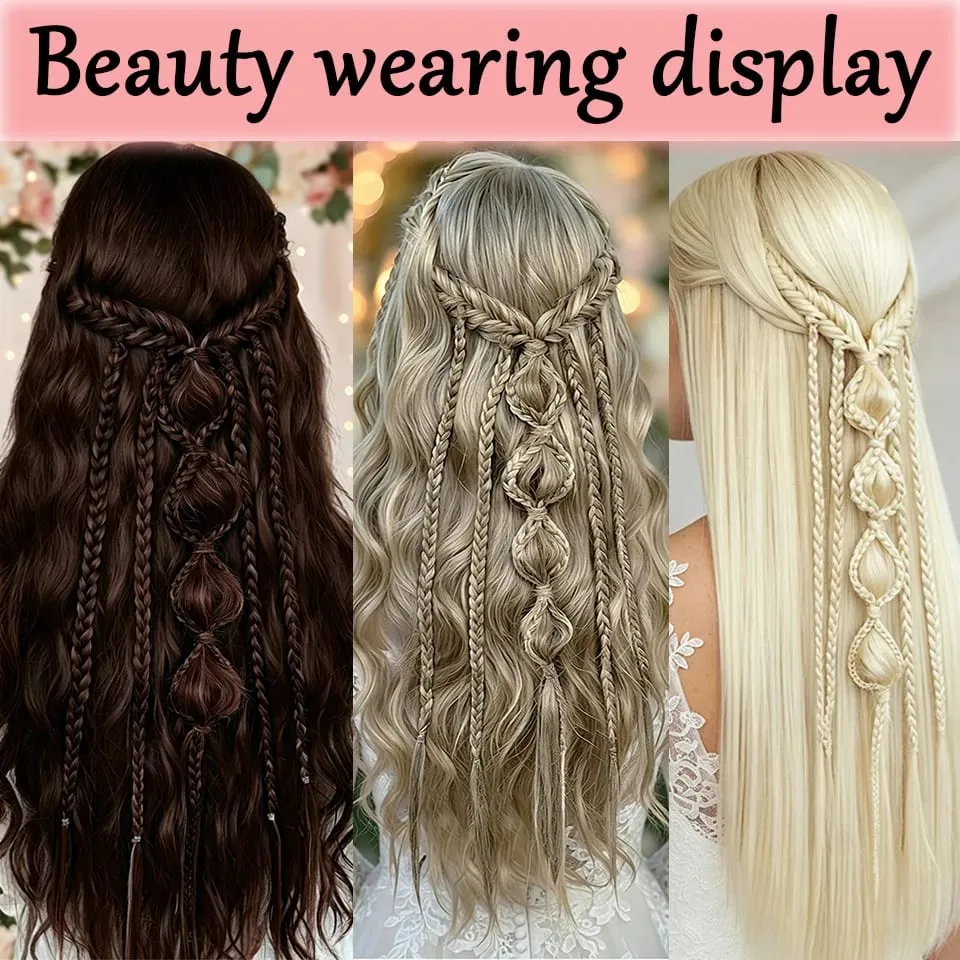 Synthetic Long Twist Braid Bubble Ponytail Extensions With U-shaped BB Clip 24 Inch Braided Wig Extensions For Women Daily Party