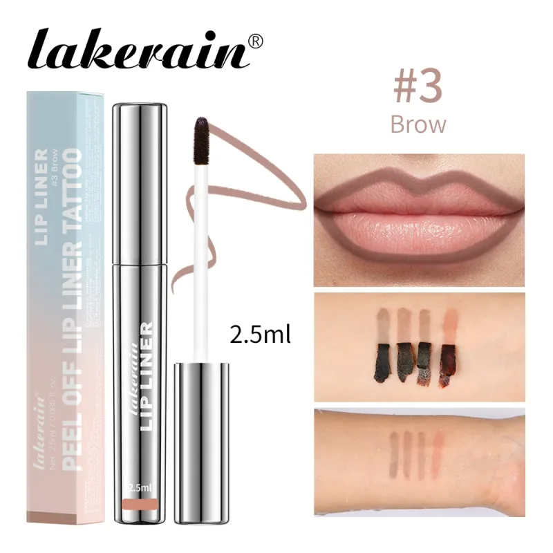 Vattentät Lip Liner Peel Off Tatuering Läppglans Vattentät Långvarig Matt Läpp Nyans Brun Kontur Avrivbar Läppar Fläck Kosmetisk