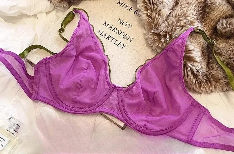 Sophisticated French Minimiser Bra Underwire Support Triangle Cups Non Padded Mesh Lingerie Set For Large Bust MOYISU Panty Set