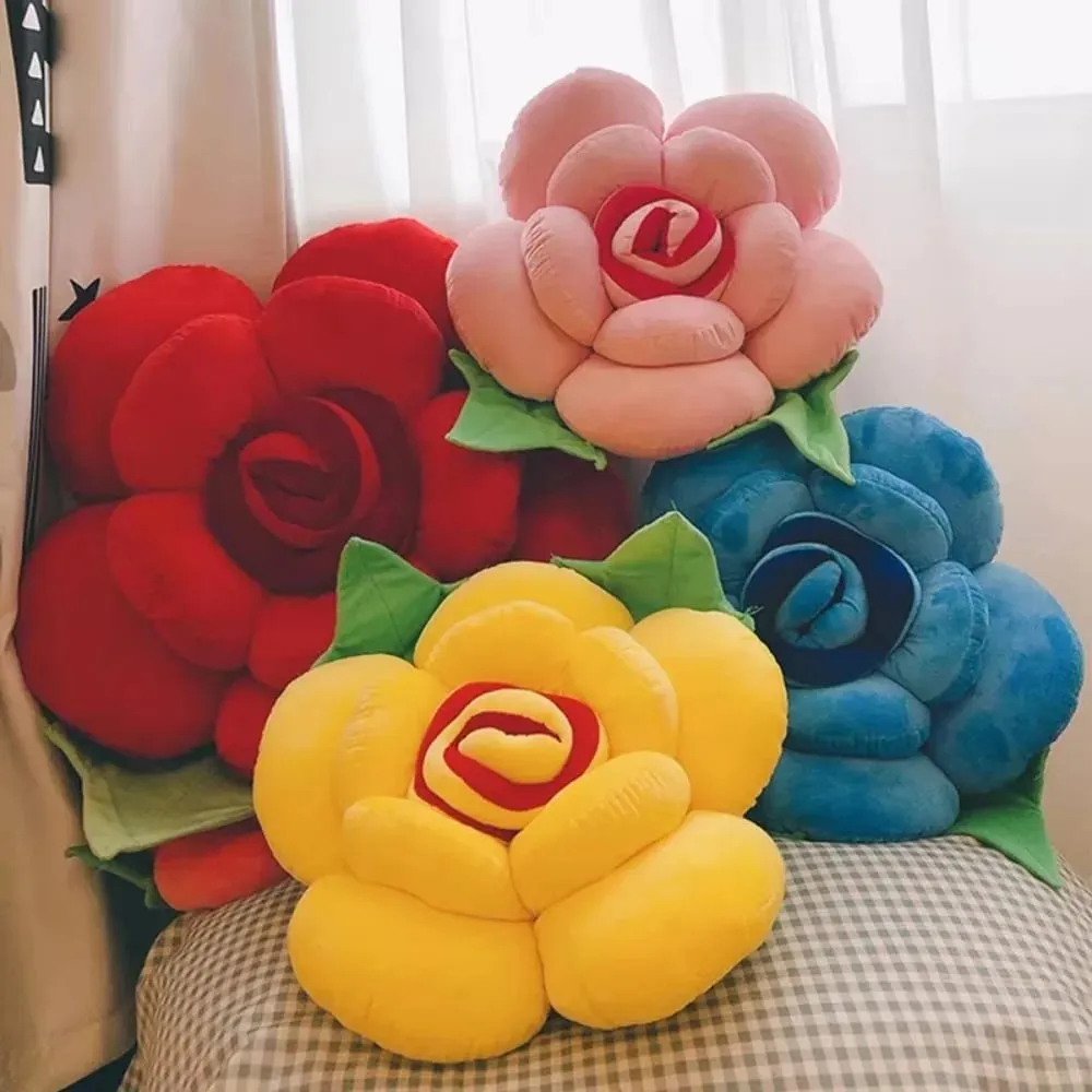New Large Rose Shaped Pillow Simulated Plush Sofa Flower Cushion Colorful Car Interior Cushion Home Decor — image 2