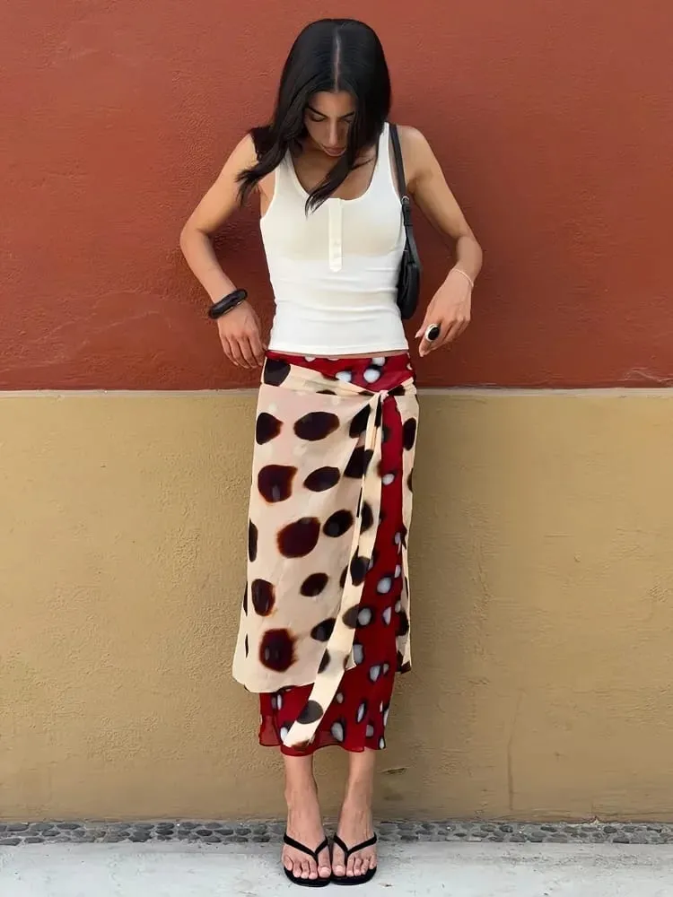 Women Beige Leopard Print Drawstring Maxi Dress Y2K U Neck Sleeveless Mermaid Skirt Women Daily Vacation Casual Outfit 2026